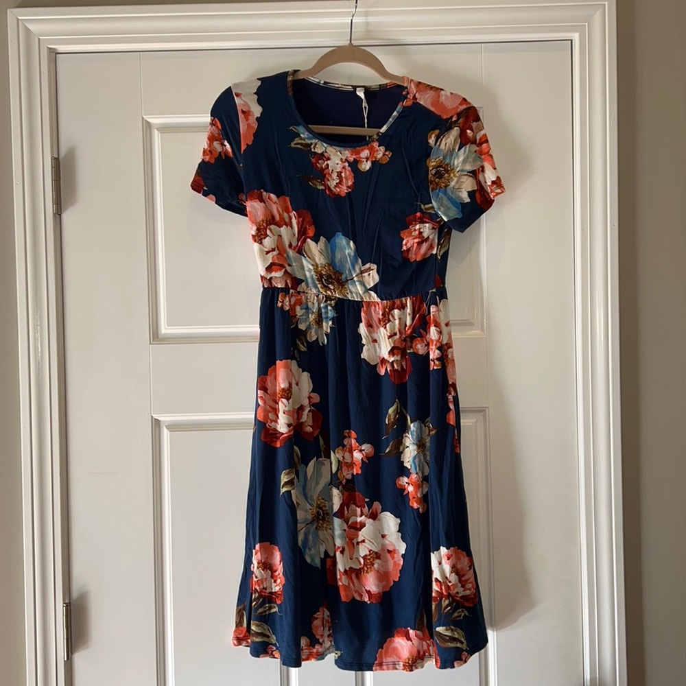 Navy Floral Maternity Dress